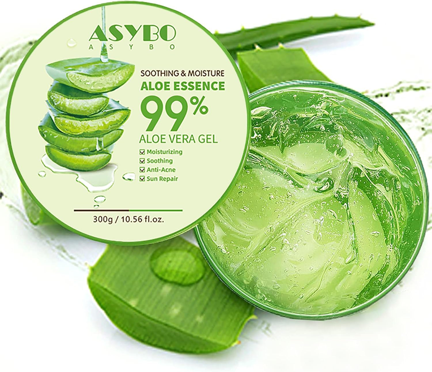 300X2 ML Gel D'Aloe Vera Naturel -Crème Hydratante Bio, Apaisante Et Hydratante, Réparatrice Coups De Soleil Et Cicatrices, Soin Visage Corps Cheveux